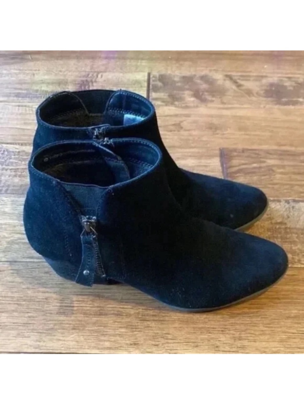 Blondo Ibiza Waterproof Black Suede Leather Zip Ankle Boots Booties Size 7.5